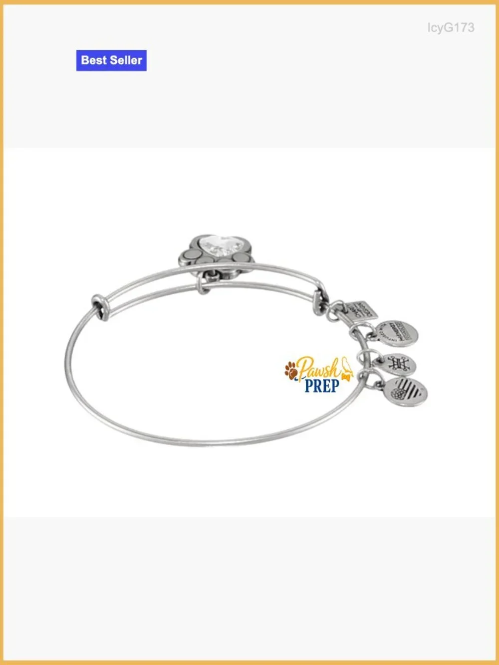 Expandable Paw Print Charm Bangle Bracelet Adjustable Pet Lover Jewelry